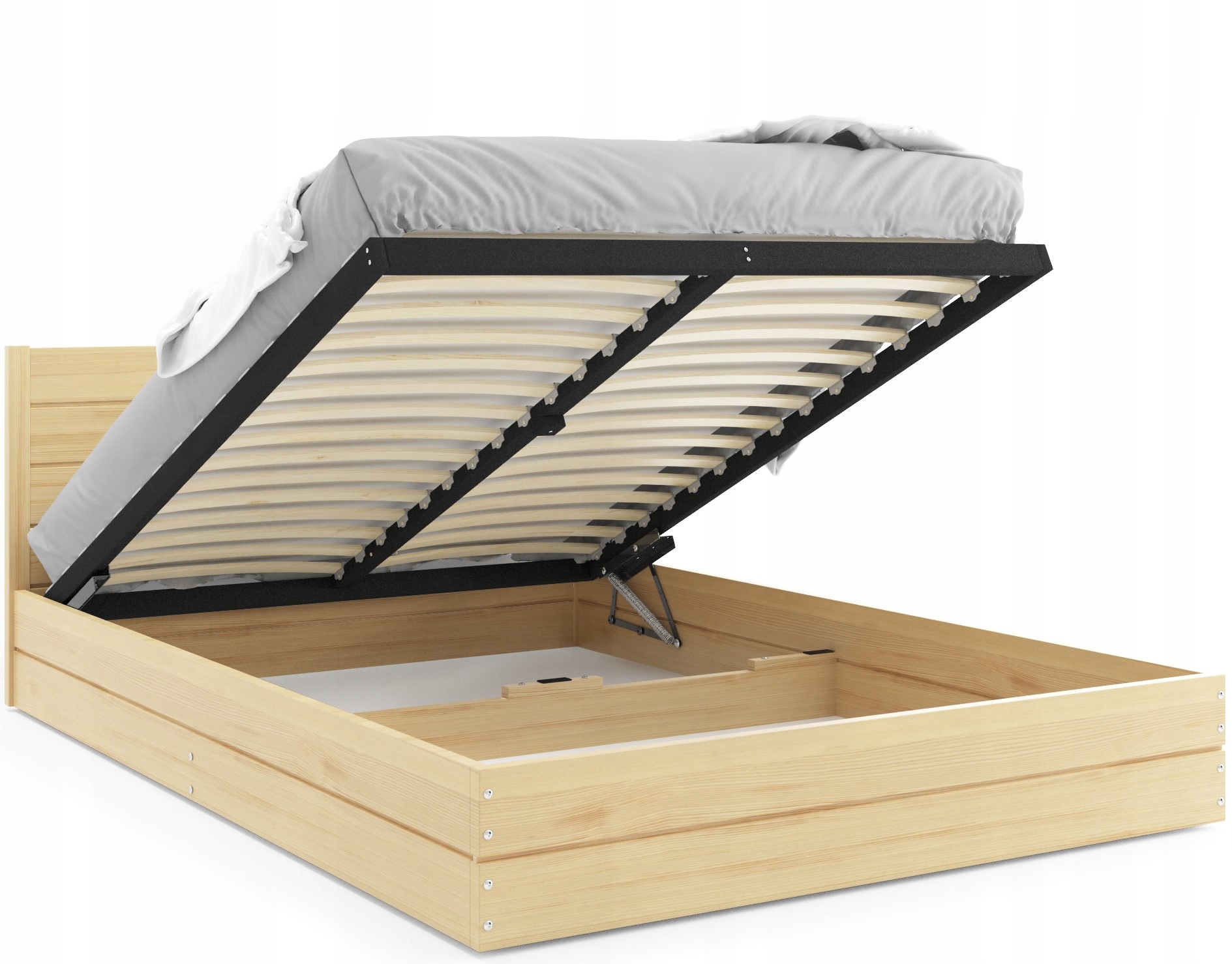 Łóżko 140x200 drewniane Montana 140x200 sosna z materacem