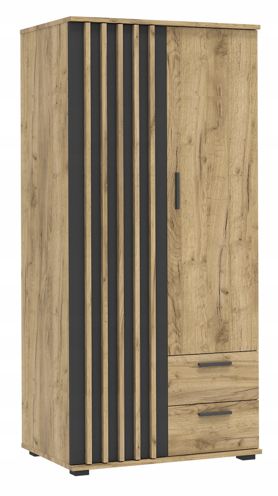 Szafa dwudrzwiowa sypialnia salon LOFT 2 szuflady półki drążek z lamelami