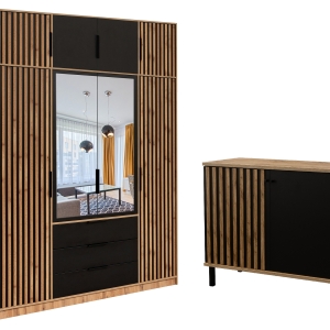 Szafa z nadstawką komoda zestaw mebli z lamelami