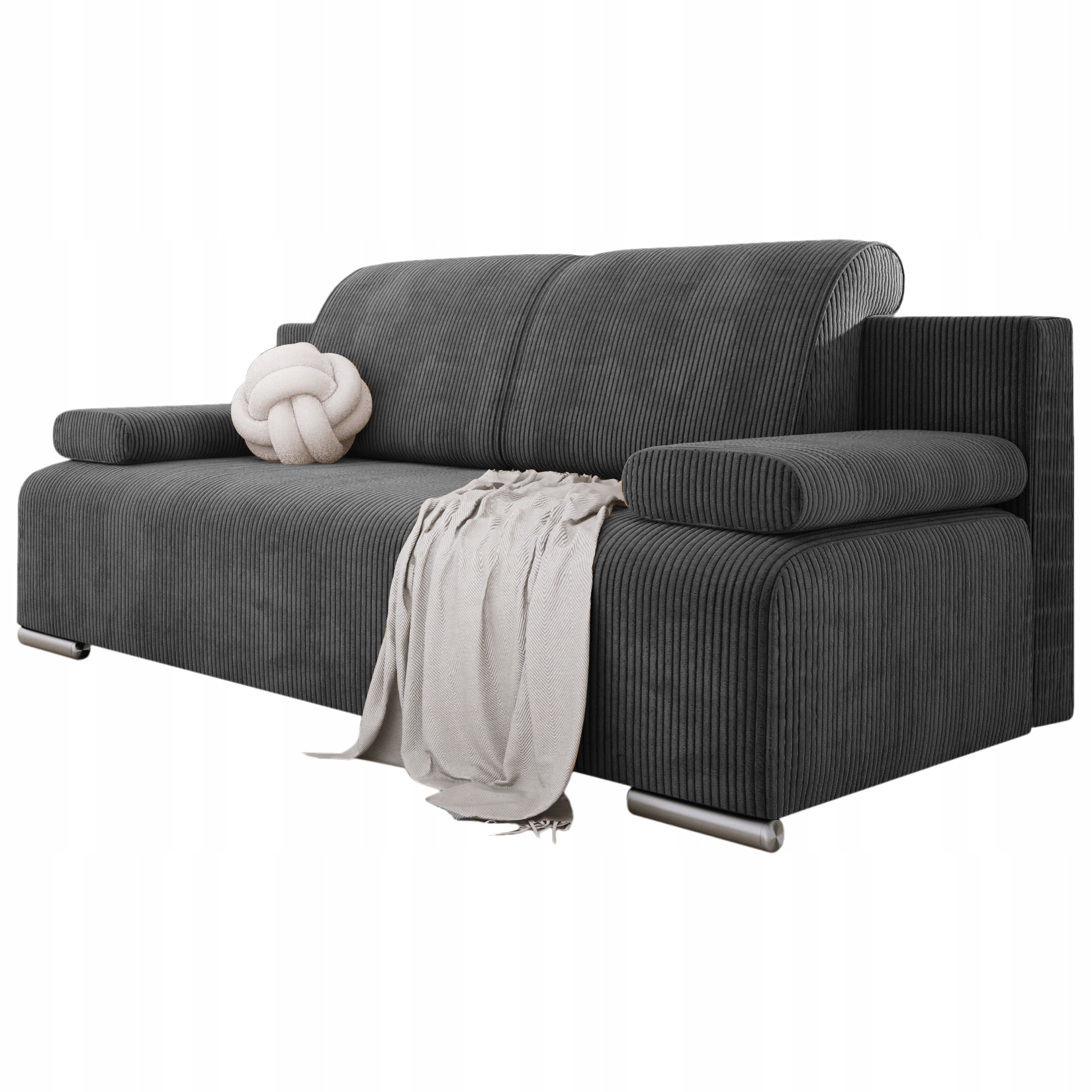 Kanapa młodzieżowa z funkcją spania BONA szary sztruks bonell pojemnik sofa