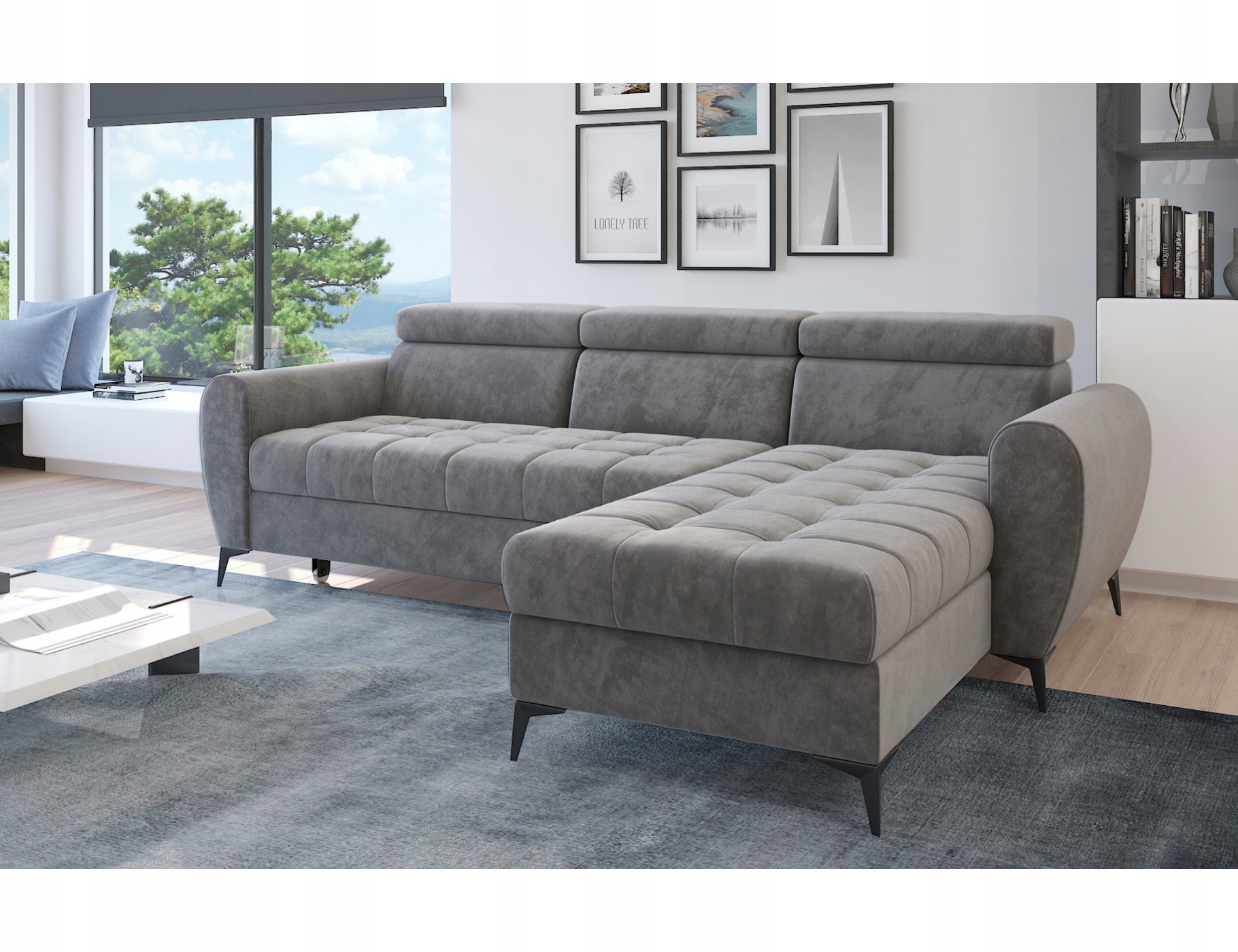 Wygodny narożnik z funkcją spania Bjorn w welurze